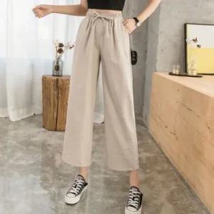 [오노마] ONM 여름 밴딩팬츠 여성 9부 밴딩바지 빅사이즈 린넨바지  17775479)