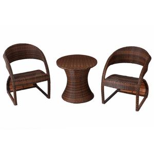 2인용 라탄 브라운 테이블/의자/유리/완제품/내구성/등받이편한/세트/조립필수