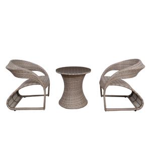 2인용 라탄 테이블 의자세트/그레이/내구성/PE소재/스틸프레임/세트구성/조립상품/실외가구