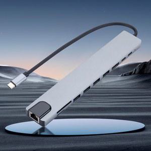 c타입허브 프로 XPS용 멀티 포트 어댑터 USB C 동글 RJ45 이더넷 100W PD SD/TF 카드 리더 10 인 1 3 USB2 0 USB3 5 Gbps