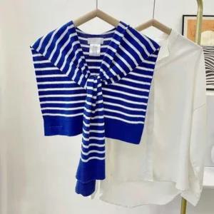 [오노마] ONM 스트라이프 니트 케이프 숄 스카프 레이어드 스타일링  33428195)