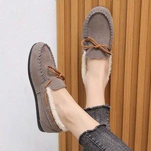 털내피 따듯한 여성 모카신 방한 슈즈 그레이-WFGDSNL