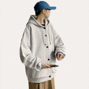 후드티 무지 데일리 기모 긴팔 보온 버튼 자켓 오버핏