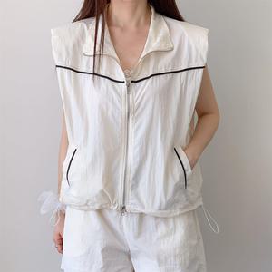 여자 나일론 투웨이 집업조끼 스트링 여름반바지 세트