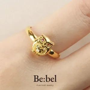 순금반지 3.75g 24k 여자 디자인 루비부엉이 비벨 한돈 1돈
