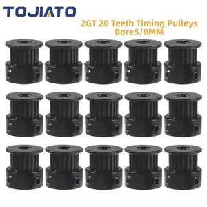 알루미늄 블랙 풀리 8MM 동기식 6MM 20 너비 프린터 GT2 3D 보어 2GT 벨트 20PCS