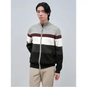 [빈폴멘] 컬러블럭 집업 카디건  그레이 (BC485AC323)