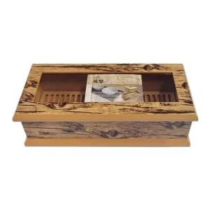 목향 엔틱 나무 무늬 수저함/보관 보관함 업소용 투명창 나무무늬 식당 테이블 수저통 수저 케이스 투명 뚜