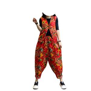 아랑 고고 장구 꽃무늬 단체 공연복 조끼 배기바지 무대