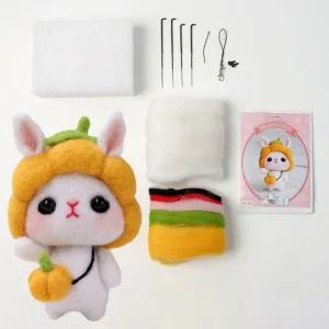DIY 동물친구 양모펠트 키트(호박토끼)/만들기/세트/키트/부드러운/퀼트/인형/펠트/공예/재료/양모/미니