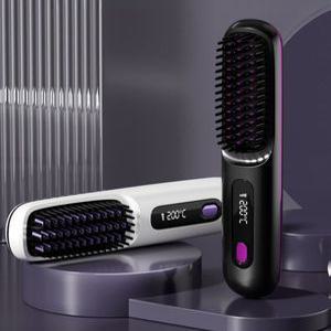 무선 헤어스타일링 스트레이너브러쉬 볼륨 웨이브형 음이온 빗 휴대용 정전기방지 빗질