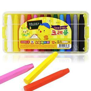 [피커]노랑병아리 자재 크레용 손에묻지않는 크레 12색