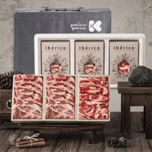 [케이미트] 도토리 먹은 돼지고기 이베리코 모듬구이 선물세트 2호 900g (목살 갈비살)