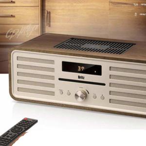 브리츠 레트로 엔틱 감성 오디오 CD플레이어 FM라디오 USB재생 인테리어 올인원 블루투스 스피커 알람시계