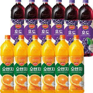 [NS홈쇼핑]롯데칠성 델몬트 오렌지 1.5L 6입+포도 1.5L 6입 대용량 과일 음료..[35316370]