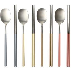 키볼리 SUS 304 파스텔 한식 4인 수저세트, 그레이+크림+핑크+모카
