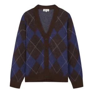 [지이크] 아가일 브이넥 가디건 블루 (PHUCH8061)