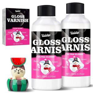 에어 드라이 클레이 바니시, 200ml/7온스 고광택 세라믹 글레이즈, 공예 도자기용 브러시가 포함된 투명 실란트, 아크릴 페인팅, 목재, 균열 스크래치 방지 마모 방지, 방수