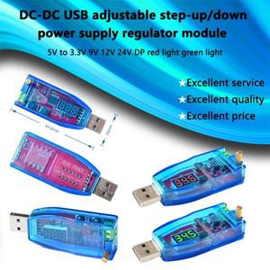 DC-DC USB 조정 가능한 승압 및 강압 전원 공급 장치 전압 조정기 모듈 5V ~ 3.3V 9V 12V 24V DP 빨간색 디