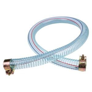 Chamixx 39인치 길이 1인치 ID 범용 로그 스플리터 및 클램프 블루를 사용한 고압 UV 화학 저항성이 있는 고강도 강철 와이어 흡입 PVC 호스