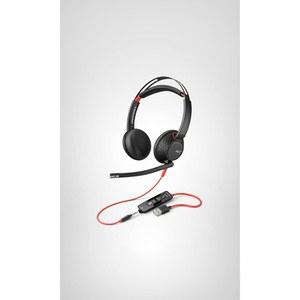 폴리 - 블랙와이어 5220 USB-A 헤드셋(플랜트 ) 붐 마이크가 장착된 유선, 듀얼 이어(스테레오) 컴퓨터 헤드셋 USB-A, 3.5mm, PC, Mac, 태블릿 및/또는 휴대폰에 연결할 수 있습니다