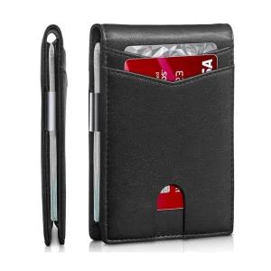 남자 슬림 반 지갑 머니 클립 카드 RFID 차단 택1/남성 지폐 명함 수납 보관 미니 홀더 주머니 포켓 지폐용