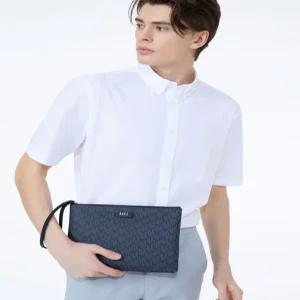 닥스 액세서리 남성 24FW [스테디셀러] 블랙 로고패턴 가죽 클러치백 WBBA4F123BK