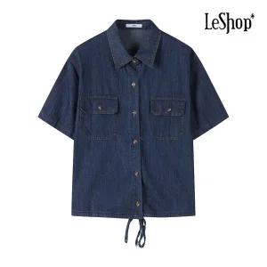 [르샵] 밑단 스트링 데님 반팔 셔츠 (BP7BL002A)