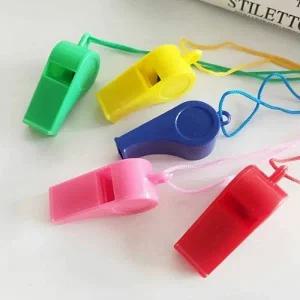 컬러 키링재료 호루라기 플라스틱 후르라기 목걸이 12P