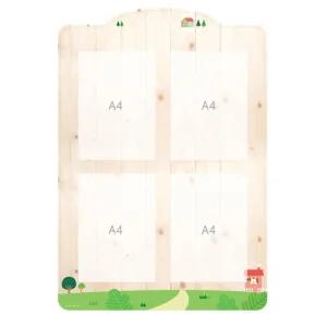 유치원 교무실 알림판 나무톤 A4 아크릴꽂이판 4구 게시판 학부모 돌봄교실 실내놀이터