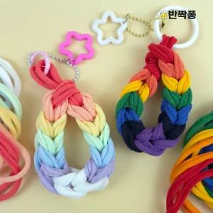 반짝퐁 양말목 키링 무지개 스트랩 10개 만들기 세트 단체 키트 행사 재료