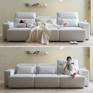 루체 4인 모션소파 전동 리클라이너 슬라이딩 확장형 고급형 아쿠아텍스 리모컨 쇼파침대