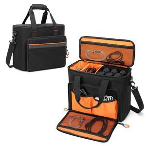 PGmoon 6 슬롯 무선 마이크 휴대용 케이스, 두꺼운 패딩이 있는 마이크 보관 가방, 노래방, 파티 (특허 디자인)