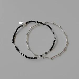 925실버볼 믹스 밴딩팔찌 2종 레이어드 스피넬 원석 팔찌 