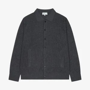 [지이크] 세로 변형 조직 카라 가디건 멜란지그레이 (PJUCH8004)