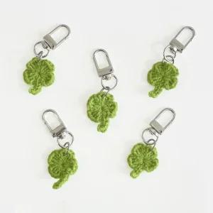 미니 네잎클로버 뜨개 키링 행운 기원 에어팟 커플 귀여운 네잎크로버 부적 가방꾸미기 백꾸