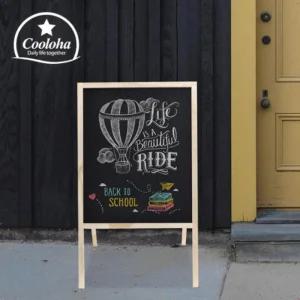 A형 내추럴 우드프레임 양면 블랙보드 자립형 스탠드 칠판 카페 매장 간판