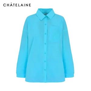 [샤트렌] 나일론 롱 새틴 셔츠 블라우스_HCDFBL207