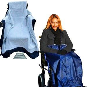 포나케이 플리스 안감 스쿠터 아늑한 휠체어 담요 무릎 방수 워머 커버 액세서리 파란색 하체 따뜻한 노인용 담요.