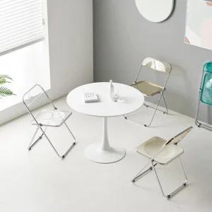 홈카페 인테리어 화이트 원형 테이블 900 디자인가구 침실탁자