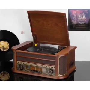 레트로 LP플레이어 목재 라디오 애호가 전축 오디오