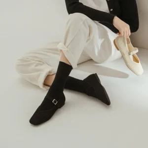 SOVO 립파트 니트 메리제인 플랫슈즈 1cm