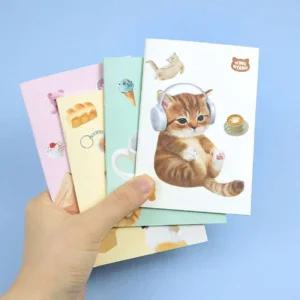 귀여운 고양이 유선 핸디 노트 선 줄 있는 미니 수첩 10개 랜덤