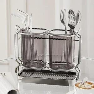 노르딕키친 2구 투명 수저통 물빠짐 심플 수저꽂이