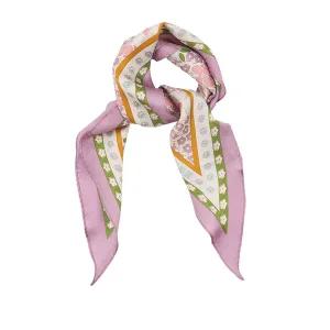 코치 빈티지 플라워 프린트 실크 다이아몬드 스카프 CAT19 LILAC/MULTI