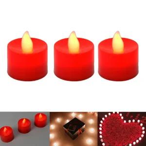 해피파티 이벤트 캔들 LED 원형 양초 레드 (3개입) (건전지초) 생일 프로포즈 100일 기념일/티라이트/촛불