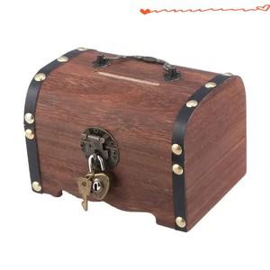 잠금 장치가있는 보물 상자 빈티지 돼지 저금통 주최자 홈 복고풍 장식을위한 케이스 저장