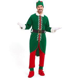 아히티 엘프 코스튬 남성 성인 크리스마스 의상 디럭스 6PCS 세트 플러스 사이즈 정장 산타 도우미 홀리데