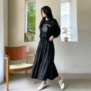 [핑크시슬리] SET/단델리온 맨투맨 캉캉 플레어 스커트세트