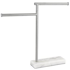 욕실용 KES 핸드 타월 홀더 스탠드, 17 3인치 카운터탑 타월 스탠드, 무게가 나가는 대리석 베이스, 스탠딩 회전 타월 랙 조절 가능 2암, 18/8 스테인리스 스틸, 브러시 마감, BTH233A-2